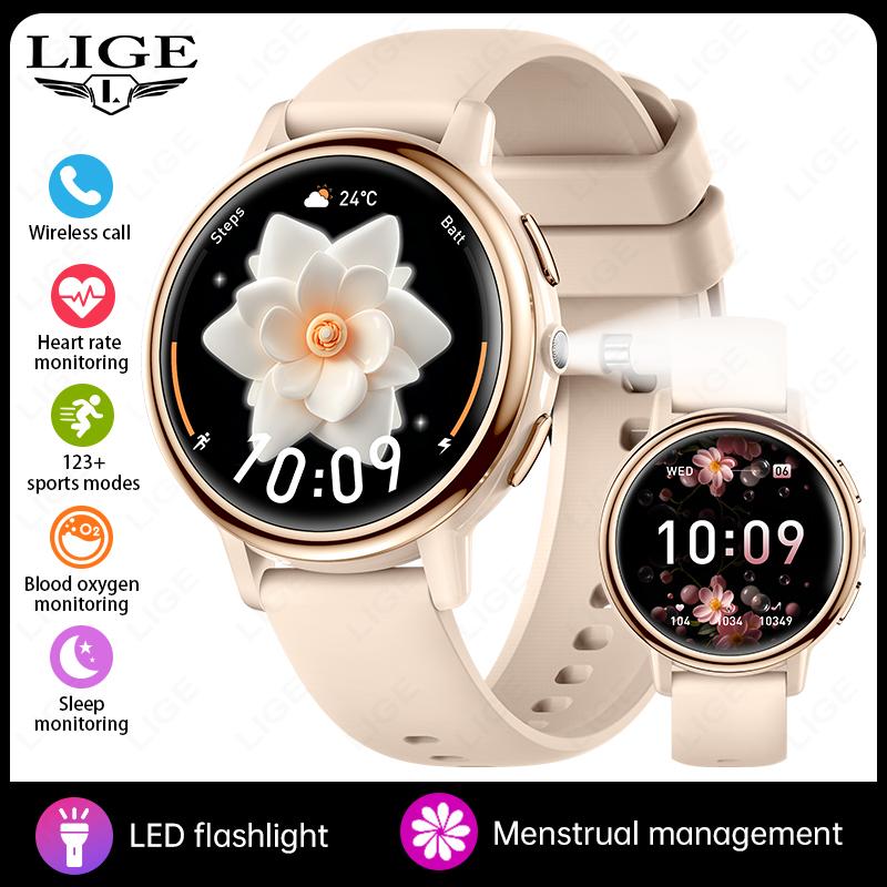

New Lady Fashion Smart Watch 1.26 HD Heart Rate Women s Health Bluetooth Voice Call Waterproof Flashlight Smartwatch розовый