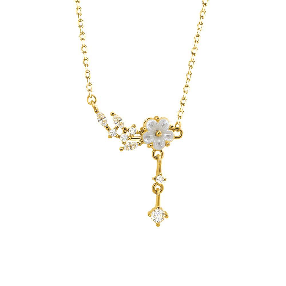 Camellia Girls' Necklace: S925 Sterling Silver, Light Luxury, Summer Flower Tassel Clavicle Chain.