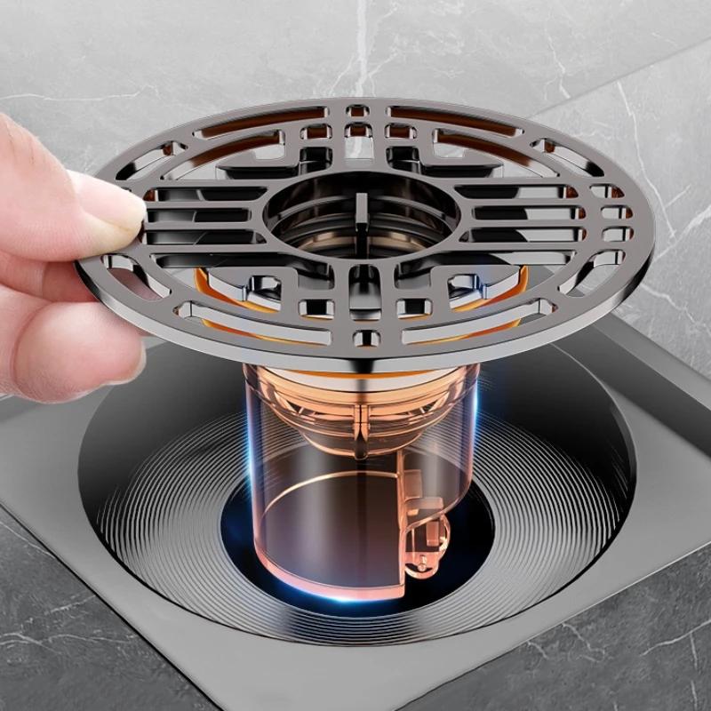 Tappo Deodorante per Scarico a Pavimento Chiusura Automatica Magnetica Anti-odore Copertura Filtro a Pavimento Anti-Insetti Bagno WC Fognatura Scarico Doccia