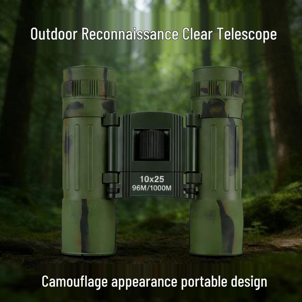 High-Definition 10x25 Camouflage Binoculars with Night Vision, Compact and Easy to Carry for Outdoor Use