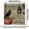 Retro Throw Pillow Covers Cotton Linen Cushion Cover Print Pillowcases for Sofa Bed Couch Halloween Decorations (18 X 18 Inches)