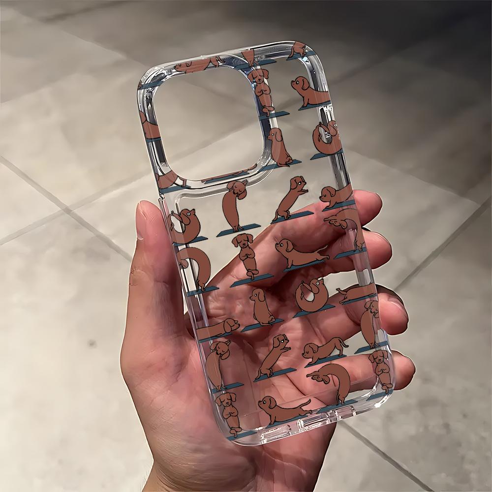 Dachshund Silhouette Dog Phone Case for Vivo Y17s Y78 Y77 Y36 Y35 Y02s V40 V29 V27 S15 4G 5G Pro Airbag Anti Fall Clear Cover
