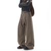 Vintage Money Coin Style Double-Breasted A-Line Trousers Men Women Cleanfit Loose Wide Leg Casual Pants