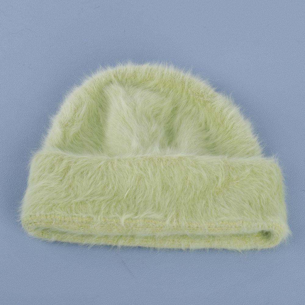 

Rabbit hair Beanies hat for women autumn and winter plush cute head cap cold resistant warm furry hat