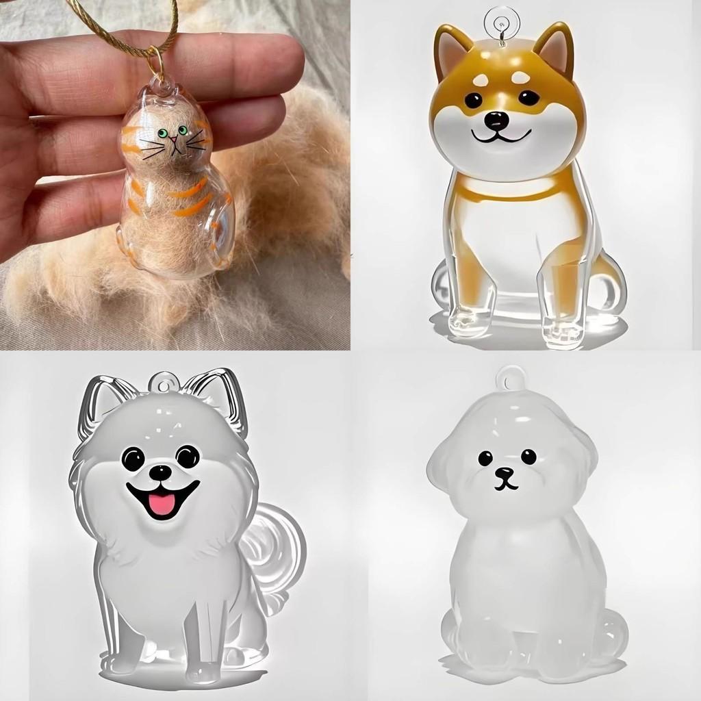 Pet Hair Storage Box Resin Cute Animal Keychain For Collectors And Giftgiving