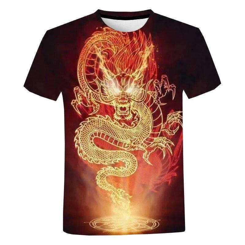 Y2K Îmbrăcăminte bărbați Dragon Totem Tricouri cu grafică Gât rotund Tricou supradimensionat Moda Harajuku Streetwear Topuri Tricouri