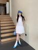 Women's Summer 2025 French White Sleeveless Camisole Dress with Flower Bud Puff Skirt