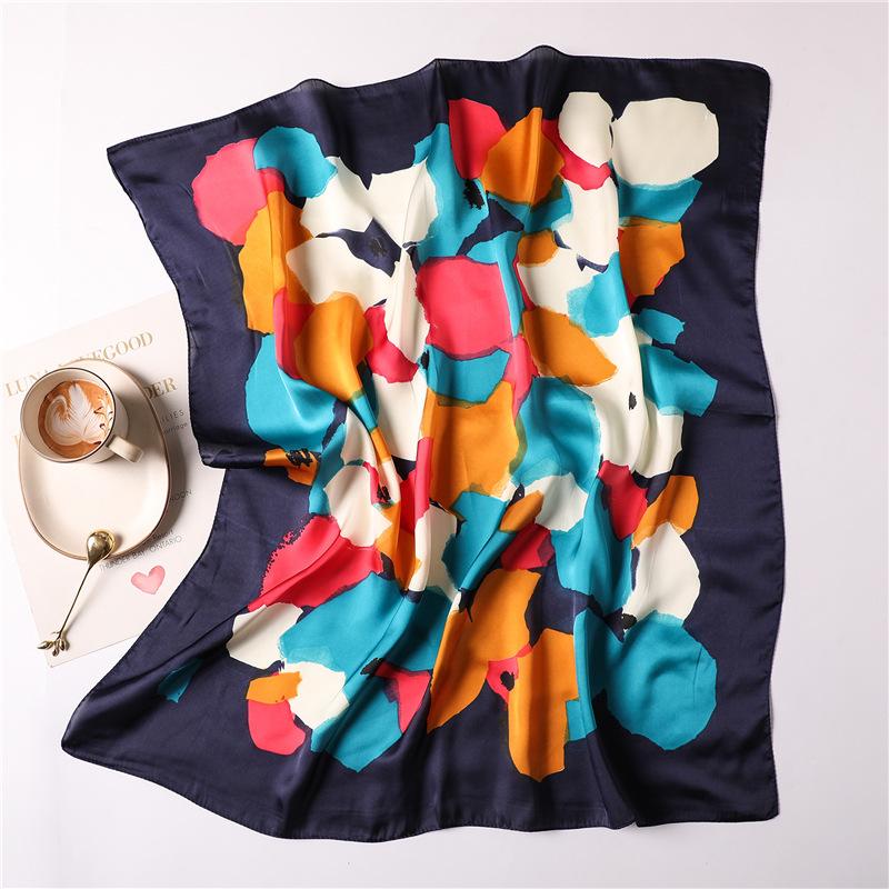 

Luxury Silk Scarfs Square Scarf Harajuku Wind Colorful Graffiti Kerchief Scarves Bandanna Wraps Scarf Decoration Shawl 70x70cm