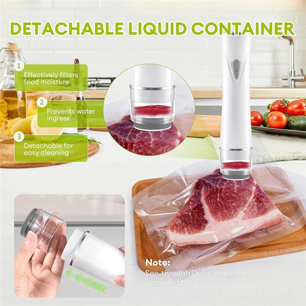 Food Vacuum Sealer – Portable Handheld Vacuum Sealer, Comes with 30 Reusable Bags and Visible Water Tank, Compact Wireless Food Preserver