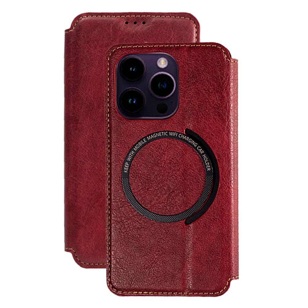 For iPhone 15 Anti-Scratch PU+TPU Matte Case Compatible with MagSafe Wallet Phone Cover