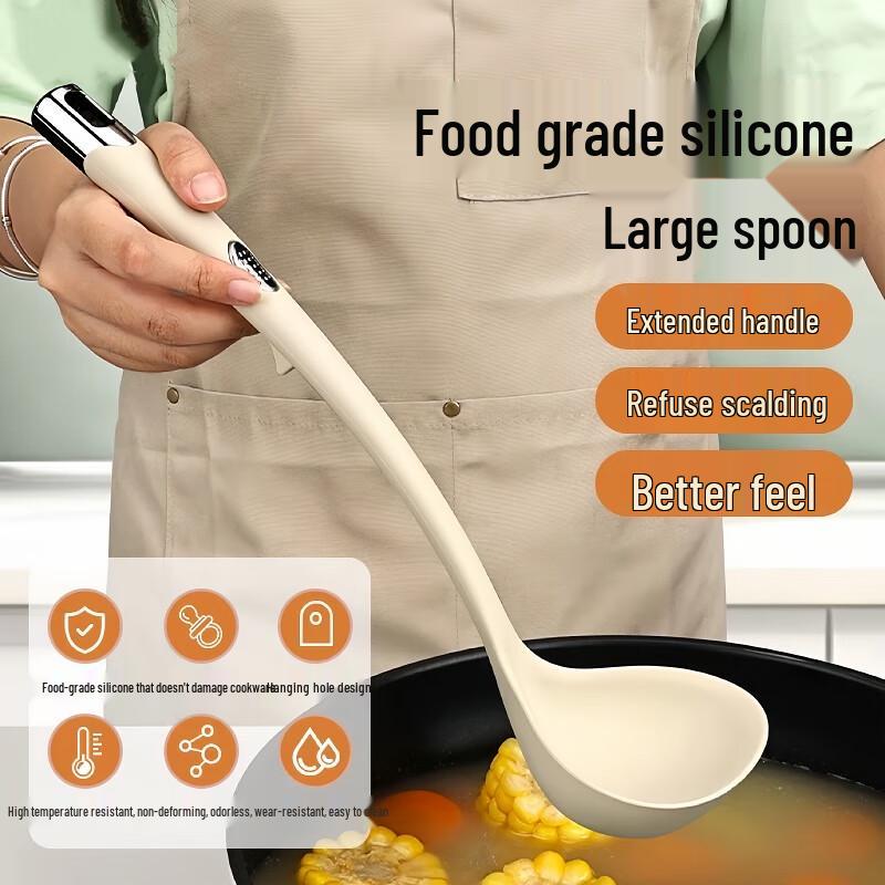 Long Handle Silicone Spatula & Soup Ladle Set