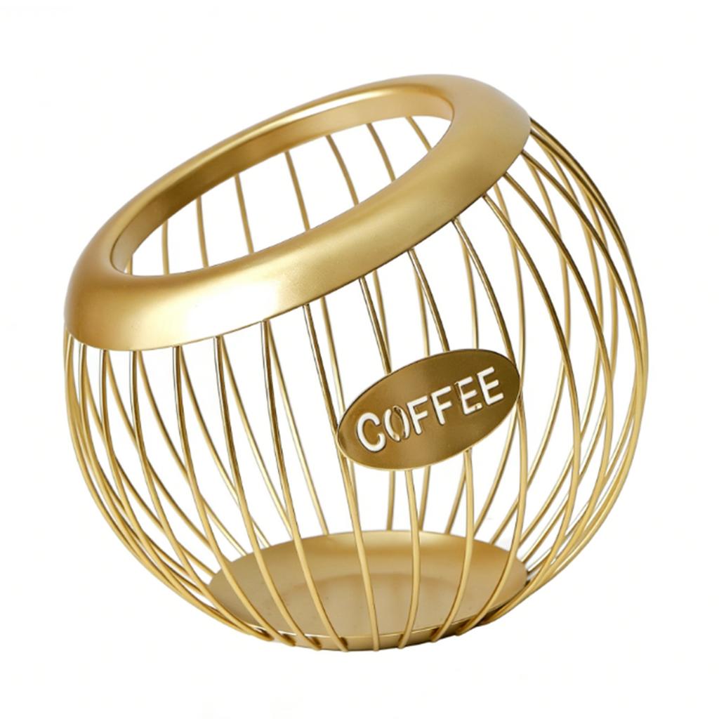 Spherical Coffee Capsule Holder Large Capacity Coffee Pod Basket Metal Wire Fruit Bowl Snack Storage for Home Kitchen