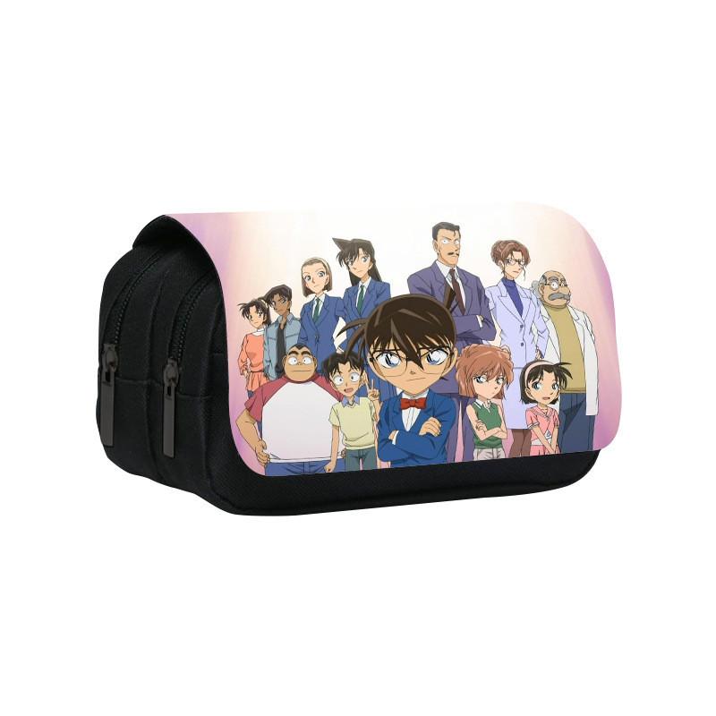 Detective Conan Double Layer Pencil Case Large Capacity Storage Organizer For Students