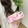 For iPhone 15 Silicone Case 3D Cherry Blossom Pattern Shockproof Phone Cover