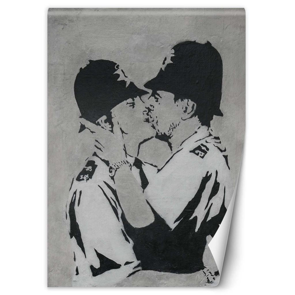 Wallpaper Banksy Kissing Policemen Graffiti