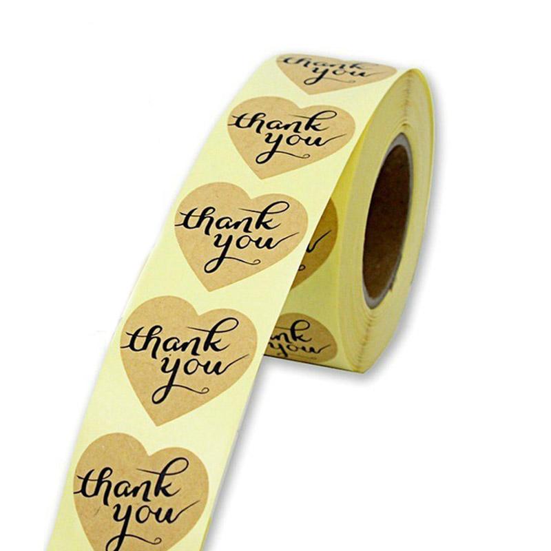 50pcs Heart Thank You Stickers1inch Floral Seal Labels Cute Paper Stickers for Wedding Party cards envelope Stationery Stickers