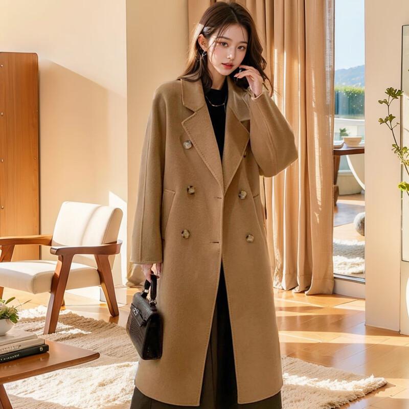 MOKANA Elegant Women's Double-Faced Wool Long Coat MKNJD3002