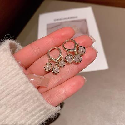 Korean Opal Stone Cat Eye Spiral Drop Earrings For Girls And Women