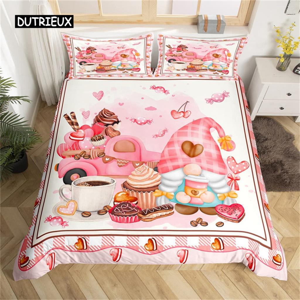 

Sweet Santa Claus Bed Cover Dreamy Rose Floral Sleep Bedding Kit Microfiber Fabric Lovely Christmas Dwarf Quilt Cover Twin Size Bedroom Decor EU single(135x200cm)