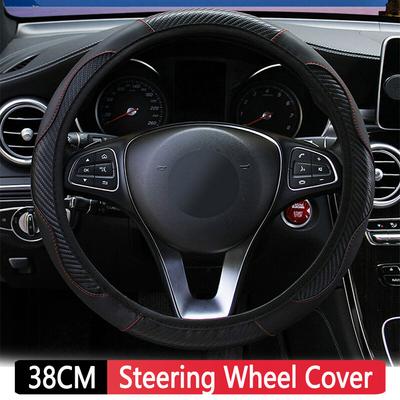 Coprivolante Universale per Automobili 38cm Antiscivolo Protezione Volante Auto Traspirante Fibra di Carbonio Car-styling