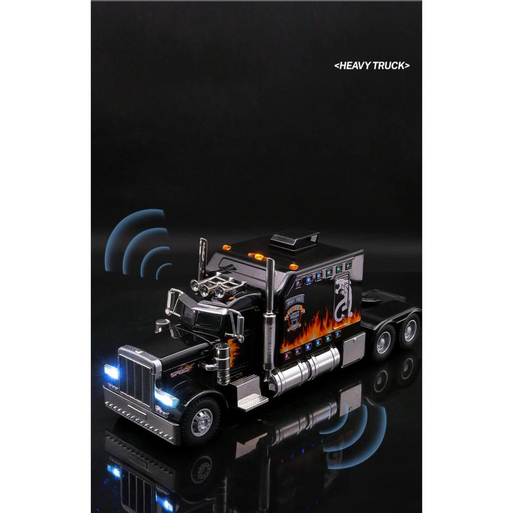 1/24 Peterbilt 389 Tractors Truck Alloy Toy Car Model Wheel Steering Sound and Light Children's Toy Collectibles Birthday Gift