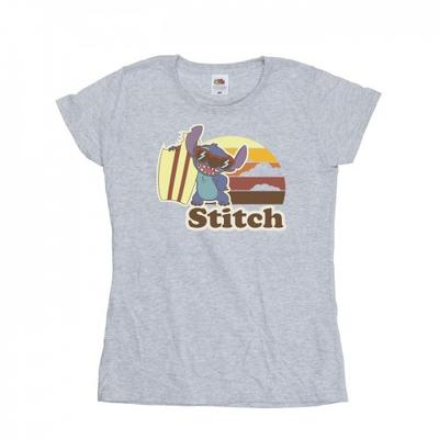 Womens/Ladies Lilo And Stitch Bitten Surfboard Cotton T-Shirt