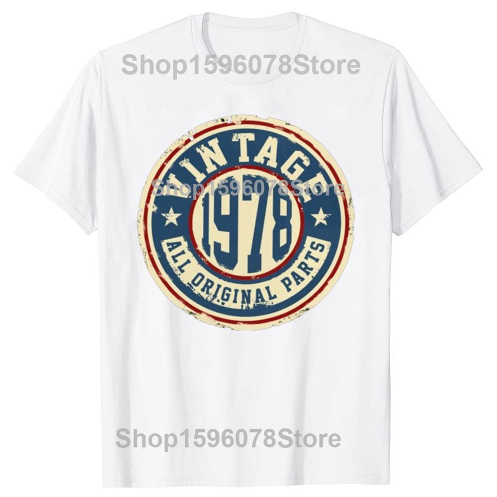 Vintage 1978 All Original Parts 100 Cotton Tshirts Men Fashion Print Tshirt Loose Oversized Streetwear Hip Hop Unisex T Shirt