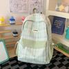 School bag: summer scorching mint soda, light blue checkered soft girl exclusive small backpack, campus sweet style student backpack