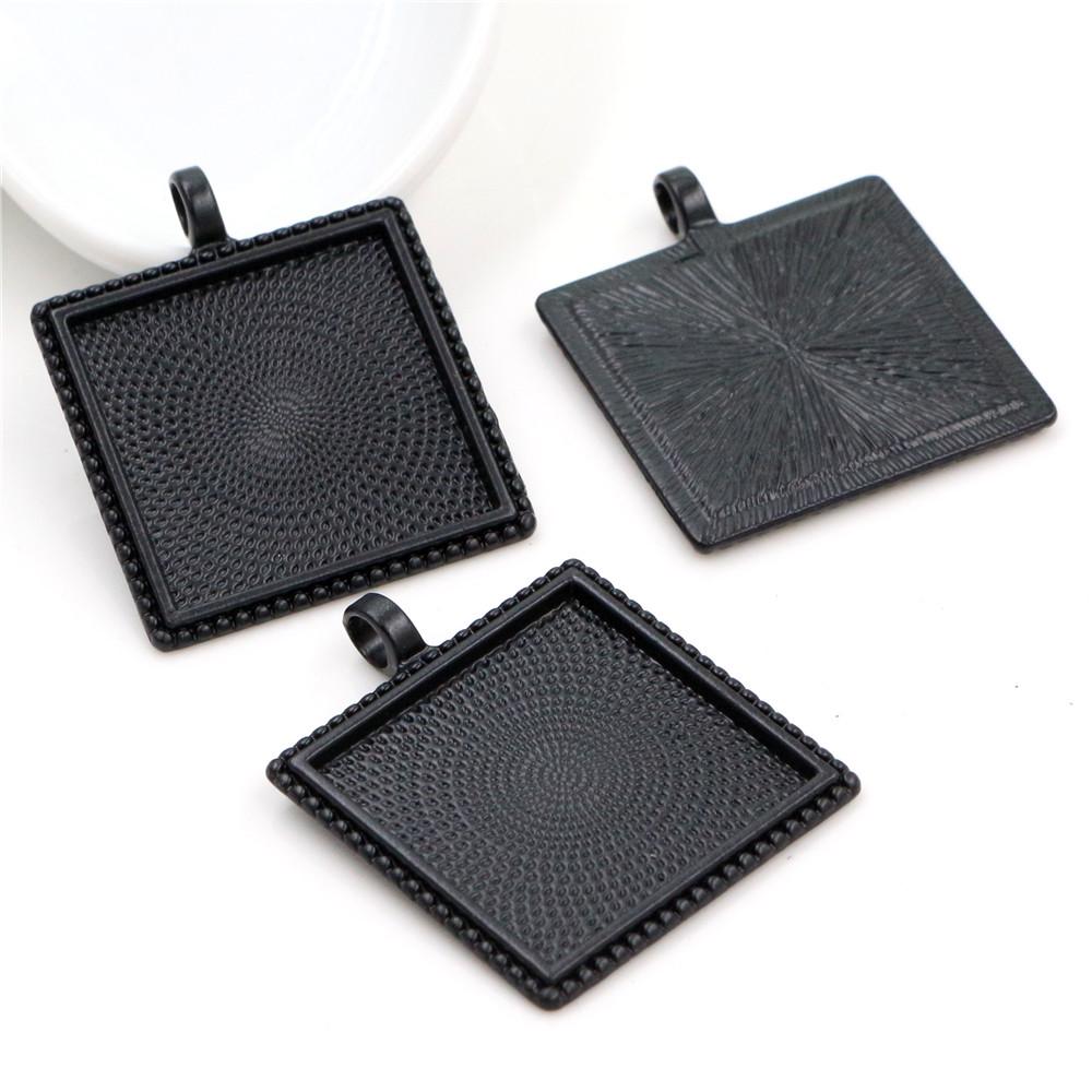 New Fashion 5pcs 25mm Inner Size 7 Colors Plated Square Cabochon Base Setting Charms Pendant,Fit 25mm Square Glass Cabochons
