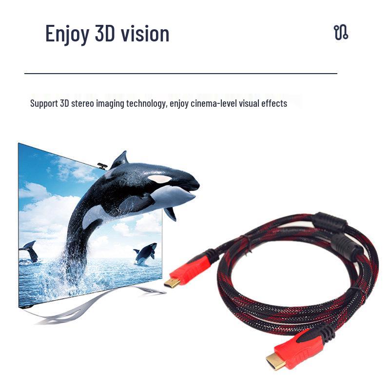 Red & Black HDMI Cable with Double Magnetic Ring - 1.5, 3, 10m Lengths - Version 1.4 High-Definition Video Cable