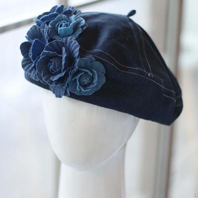 Chapéu Boina Feminino Boné Clássico Decorações Ajustável Pintor Denim para Férias Feriado