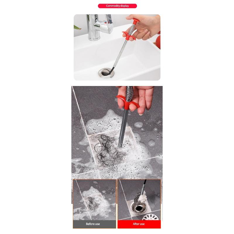60cm Spring Pipe Dredging Tools, Drain Snake, Drain Cleaner Sticks Clog Remover Cleaning Household for KitchenBending Sink Tool