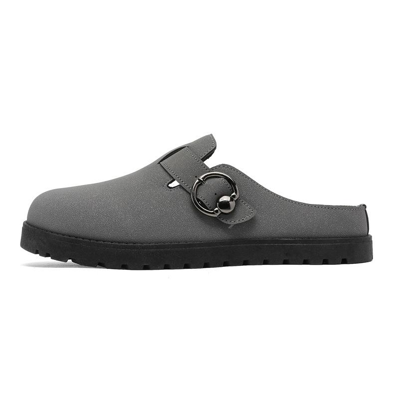 

Men s shoes spring and summer new simple style Boken shoes fashionable versatile indoor outing casual comfortable non-slip thick bottom half drag 44 сірий колір