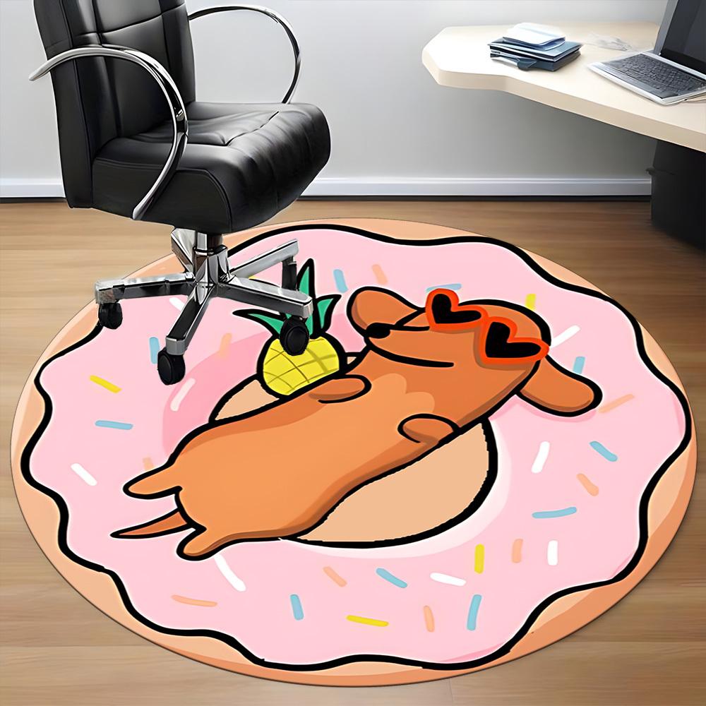 1PC Donut Pineapple Office Round Area Rug, Indoor Mat Suitable ForOffice, Under Office Chairs Bedroom Living Room Home Decor, Room Deco f175