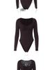 Women's European & American Slimming Low-Cut U-Neck Jumpsuit - Elastic Autumn/Winter Base Layer