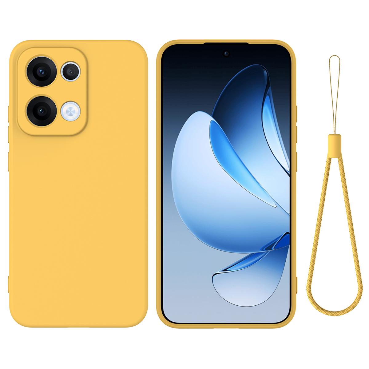 

Для Oppo Reno13 5G (Глобальний) Чохол з рідкого силікону Задня кришка телефону з ремінцем для руки Yellow