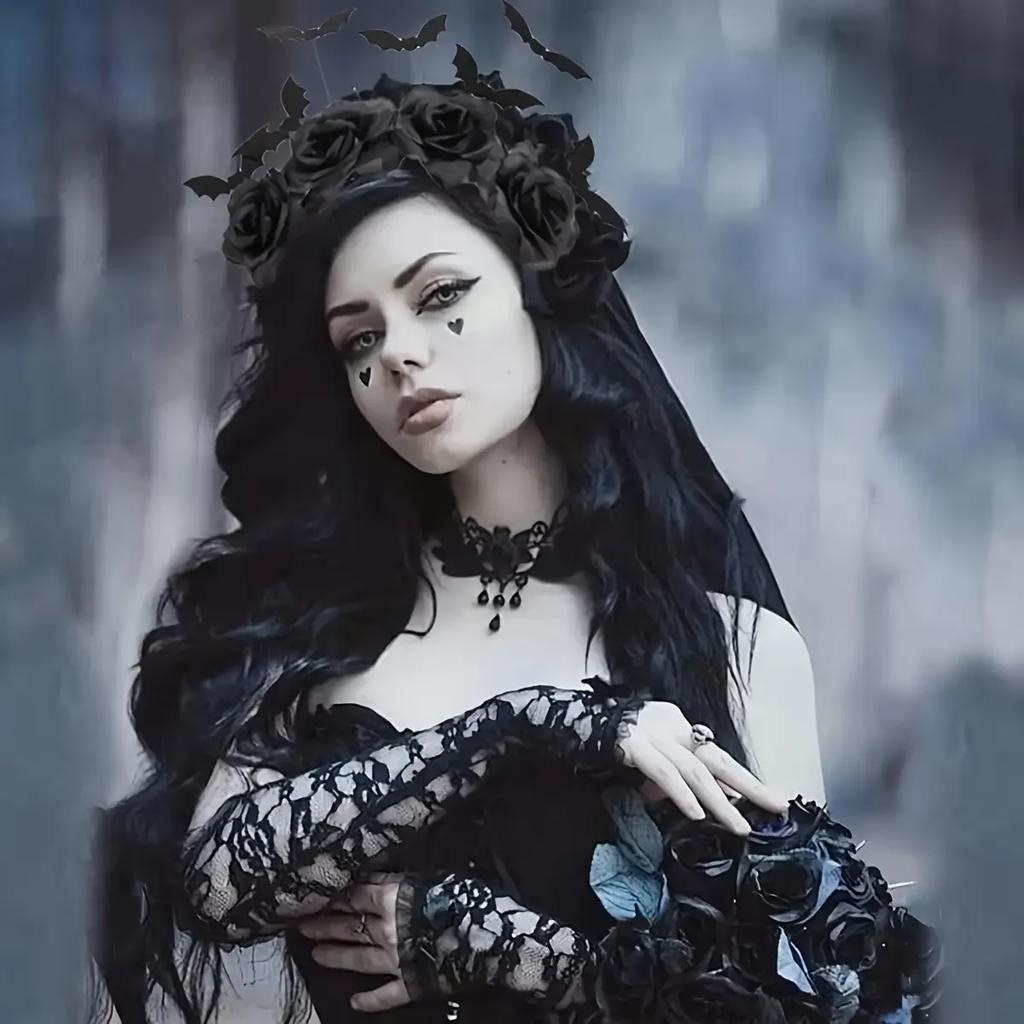 1 piece Halloween party headband - cute witch hat with black artificial flowers, gothic bat clip, dark role-playing accessory