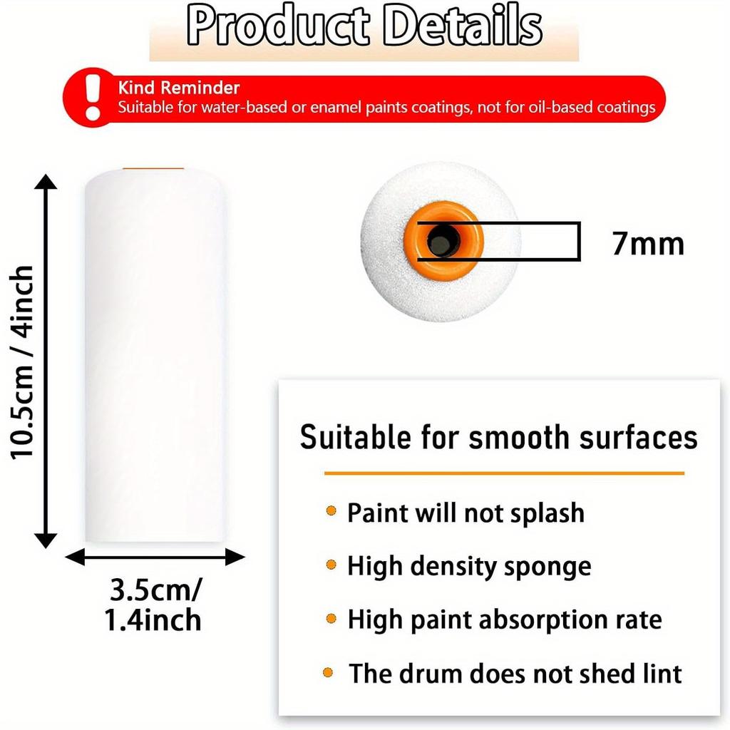 10pcs High Density Foam Coating Roller, Mini 4 Inch Foam Coating Roller for House Painting and Wallpaper Application