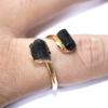 Bague Réglable Antique Tourmaline Noire Naturelle Guérison Chakra Reiki Cristal Noir Mode Féminine Bague de Doigt Bijoux