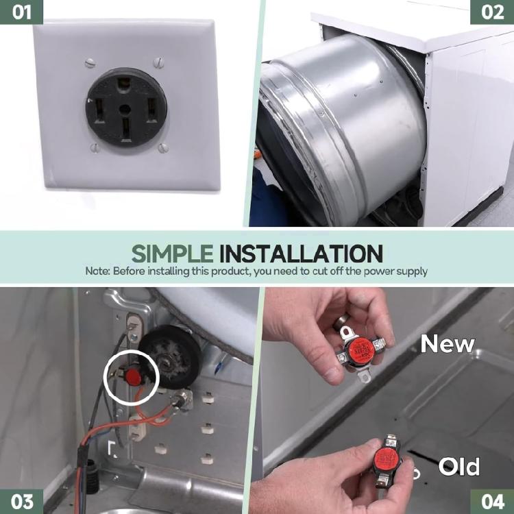 Universal Clothes Dryer High Limit Temperature Controller D510701 225F Shutoff 185F resume Strong Build