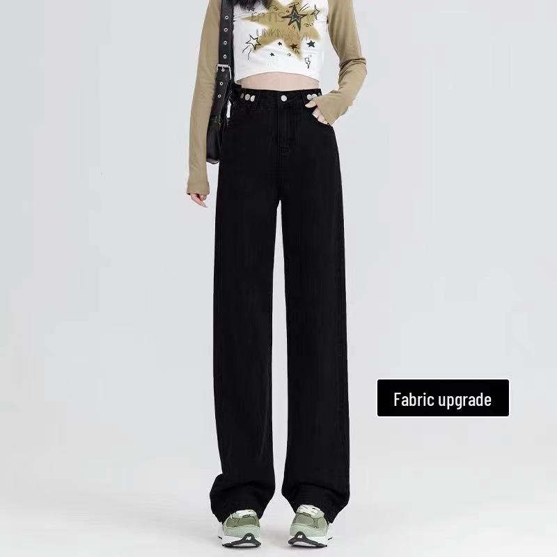 Women's 2023 Winter High-Waist Wide-Leg Jeans: Warm, Thick, Straight-Leg, Slimming Velvet Trousers.