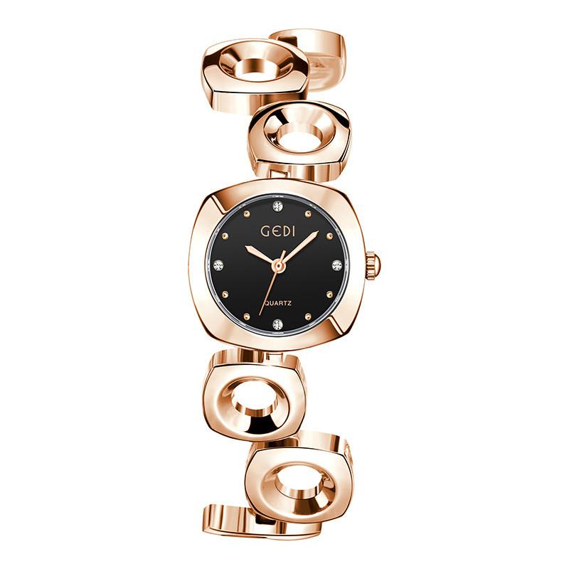 

Modern Lady Quartz Watch With Alloy Band And Water Resistance For Casual Wear Black
