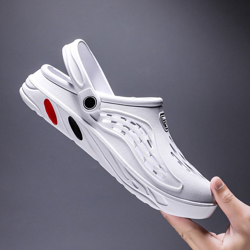 

Туфли с дырками мужские летние новые нескользящие и износостойкие на мягкой подошве с закрытым носком крутые шлепанцы сандалии для вождения мужская пляжная обувь 44/45