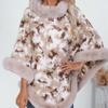 4 Colori Poncho in Pelliccia Sintetica da Donna Triangolare Caldo Pullover Largo Soprabito Invernale Leopardo Pile d'Agnello Velluto Spesso Morbido Mantelle