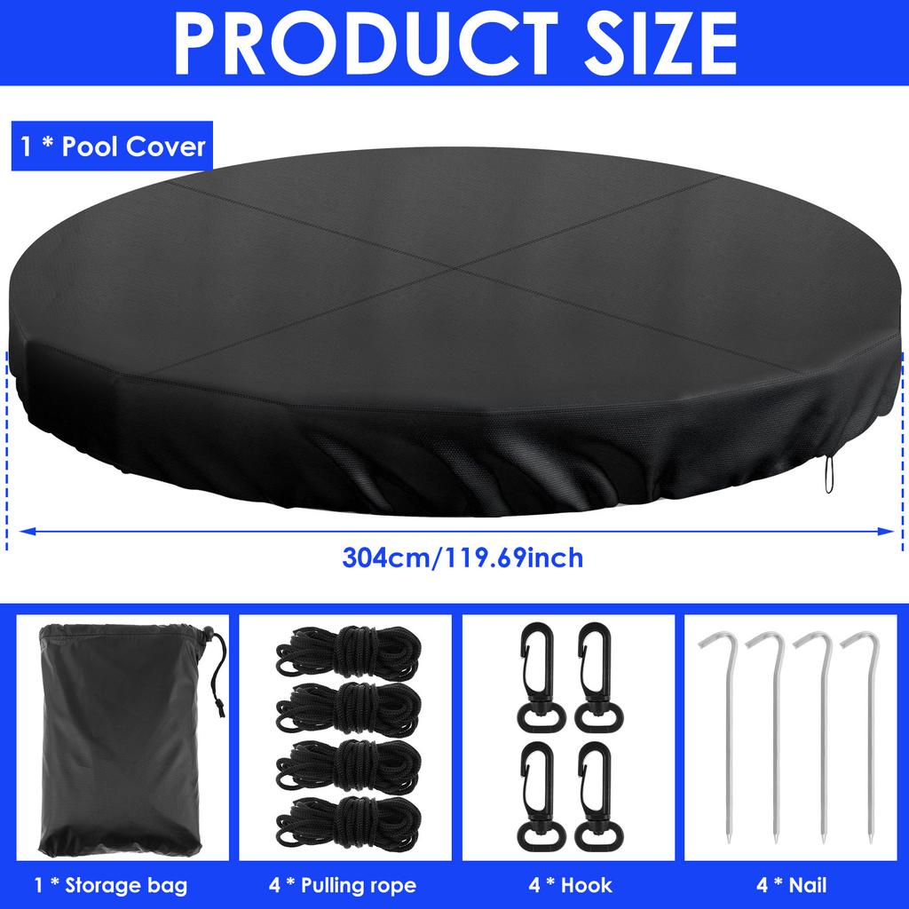8/10/12FT Round Swimming Pool Covers Summer Pool Cover Protector Heavy Duty Tear Resistant Pool Cover For Aboves Ground Pools