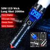 Ultra Powerful White XHP70 LED Flashlight Type-C Charging Telescopic Zoom Shot 2000m Rechargeable Torch Flashlight