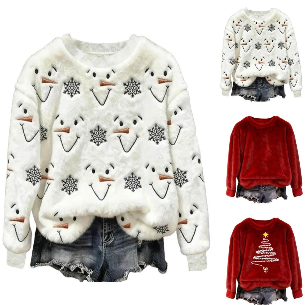 Ladies Fashion Casual Long Sleeve Printed Round Neck Hoodie Pullover Top