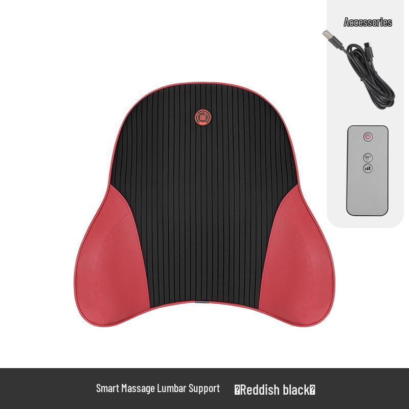 Electric Massage Lumbar Support Pillow - Memory Foam Car Seat Cushion with Remote Control.