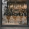 Static Window Decals 4Pcs Christmas Town House Stickers, Removable Snowflake Glass Home Ornaments Decals, Reusable PVC Clings for Holiday Party Decor