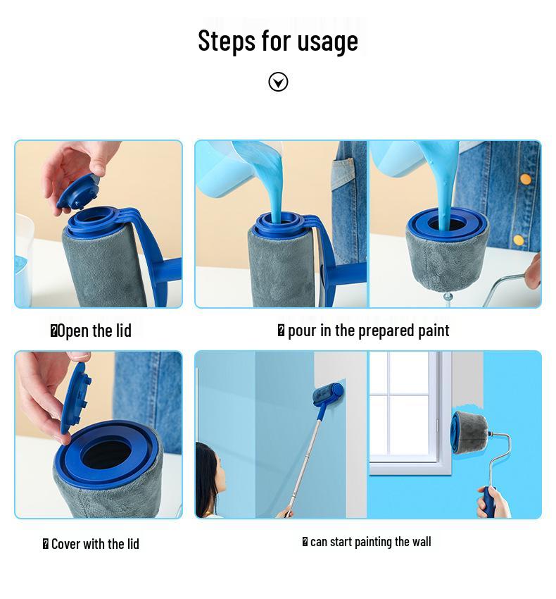 Multi-Function Seamless Paint Brush and Roller Set for Corners